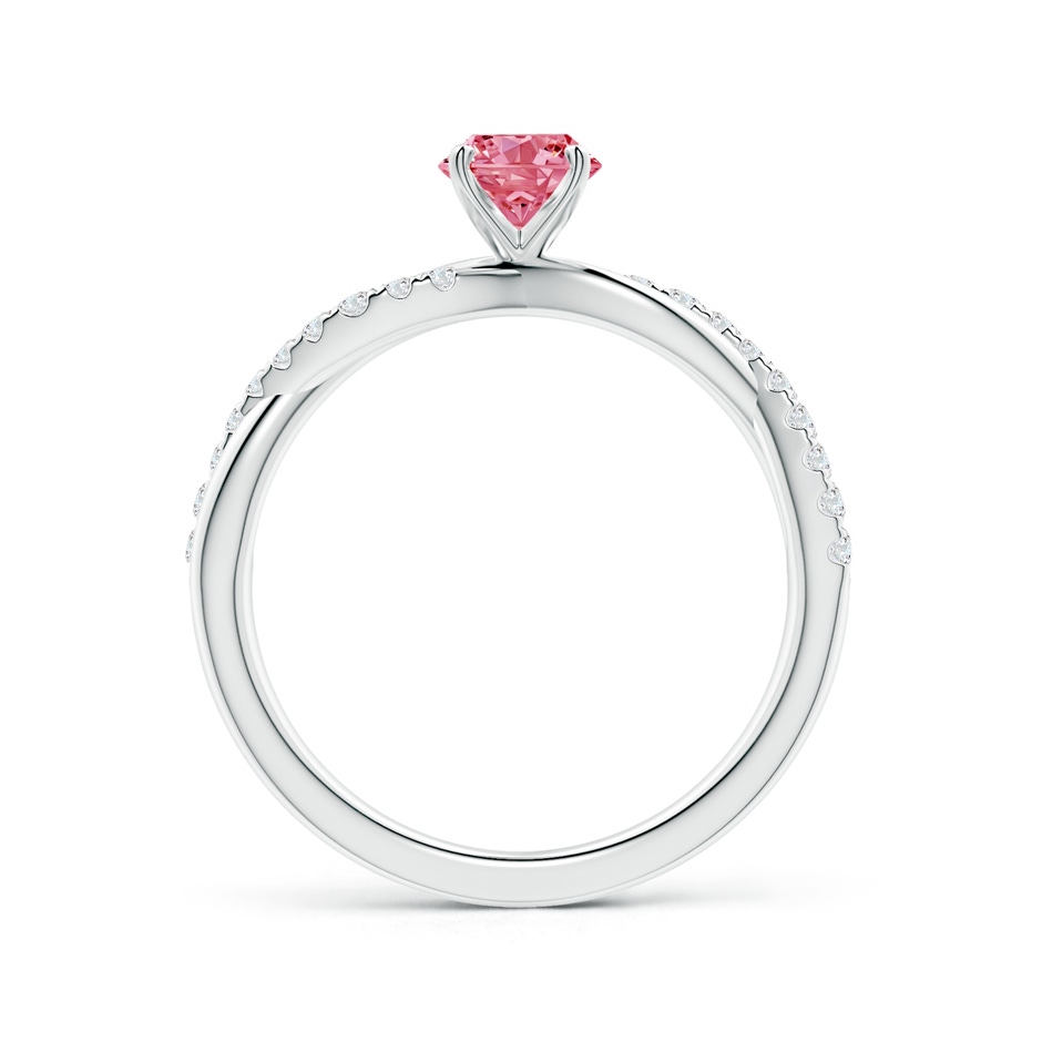 5.2mm Labgrown Solitaire Lab-Grown Fancy Intense Pink Diamond Twist Shank Engagement Ring with Accents in White Gold side 199