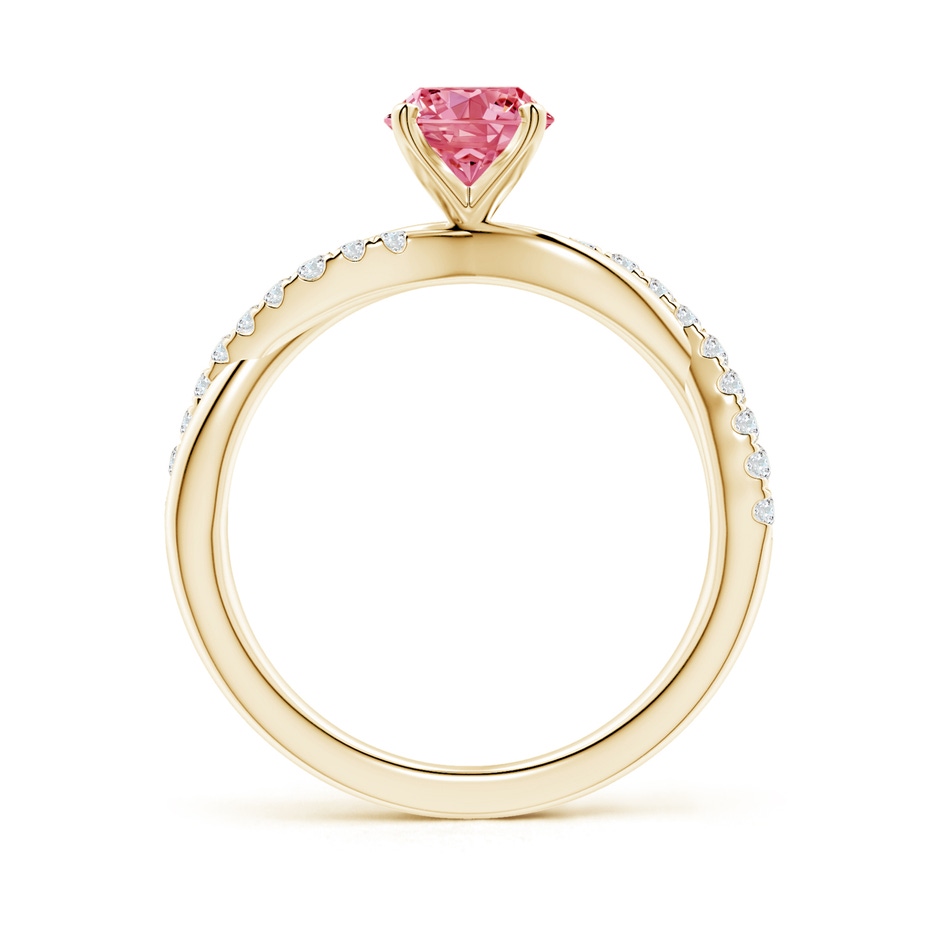 6mm Labgrown Solitaire Lab-Grown Fancy Intense Pink Diamond Twist Shank Engagement Ring with Accents in Yellow Gold side 199