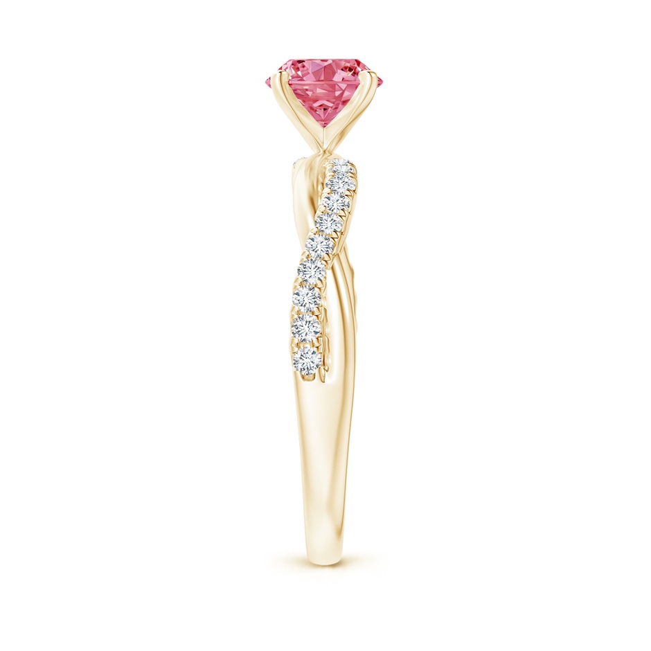 6mm Labgrown Solitaire Lab-Grown Fancy Intense Pink Diamond Twist Shank Engagement Ring with Accents in Yellow Gold side 299