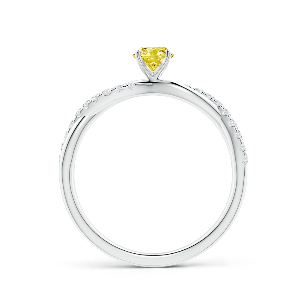 4.5mm Labgrown Solitaire Lab-Grown Fancy Intense Yellow Diamond Twist Shank Engagement Ring with Accents in P950 Platinum - side 199