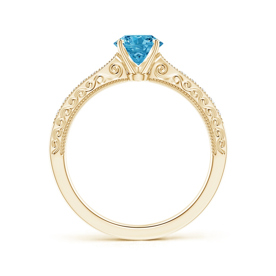 5.4mm Labgrown Lab-Grown Fancy Intense Blue Diamond Solitaire Engraved Engagement Ring with Accents in 18K Yellow Gold side 199