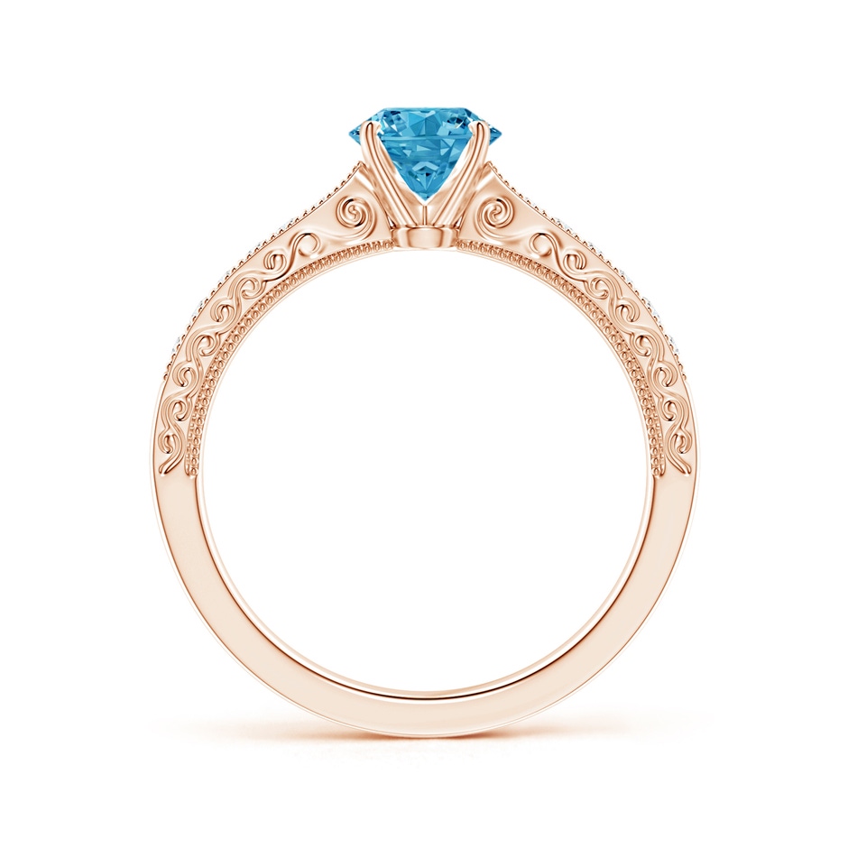 5.4mm Labgrown Lab-Grown Fancy Intense Blue Diamond Solitaire Engraved Engagement Ring with Accents in Rose Gold side 199