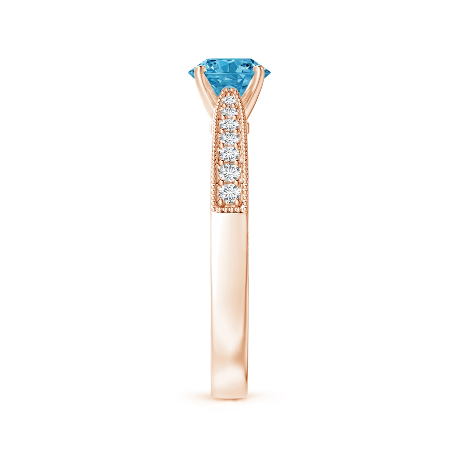 5.4mm Labgrown Lab-Grown Fancy Intense Blue Diamond Solitaire Engraved Engagement Ring with Accents in Rose Gold side 299
