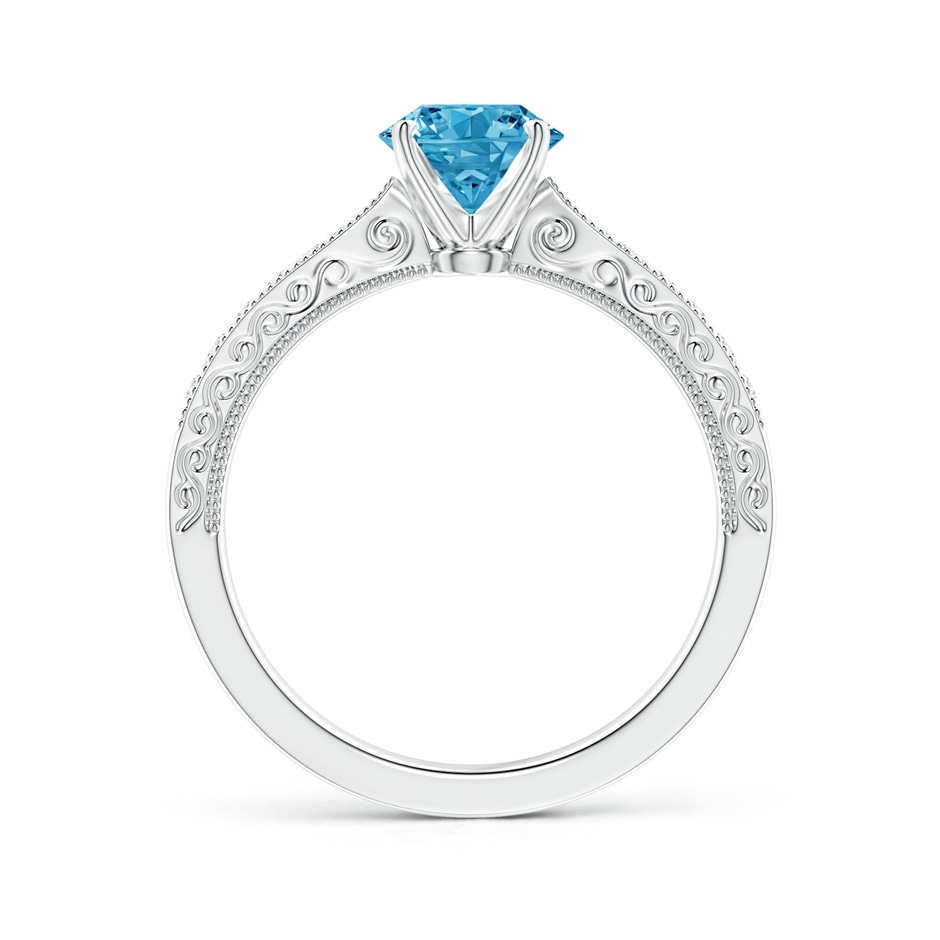 6.1mm Labgrown Lab-Grown Fancy Intense Blue Diamond Solitaire Engraved Engagement Ring with Accents in White Gold side 199