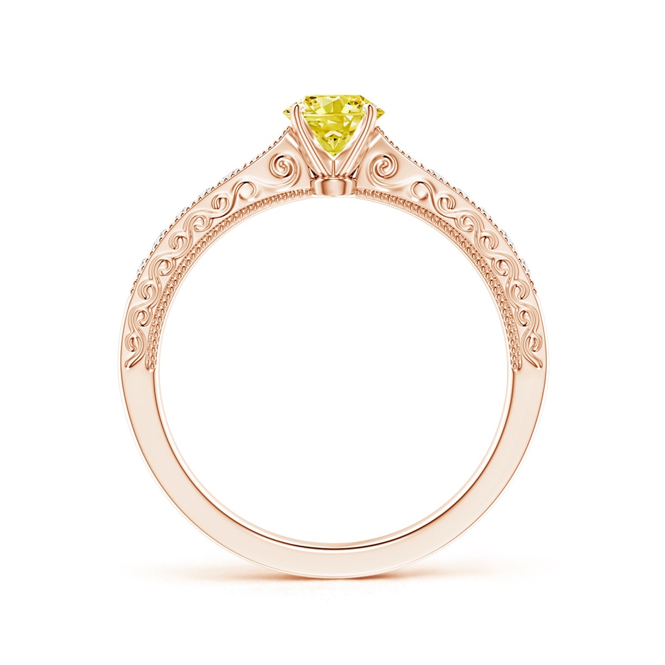 4.6mm Labgrown Lab-Grown Fancy Intense Yellow Diamond Solitaire Engraved Engagement Ring with Accents in Rose Gold side 199