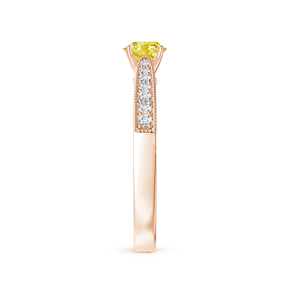 4.6mm Labgrown Lab-Grown Fancy Intense Yellow Diamond Solitaire Engraved Engagement Ring with Accents in Rose Gold side 299