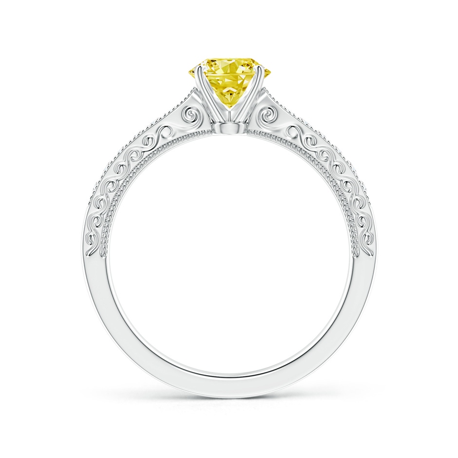 5.4mm Labgrown Lab-Grown Fancy Intense Yellow Diamond Solitaire Engraved Engagement Ring with Accents in White Gold side 199