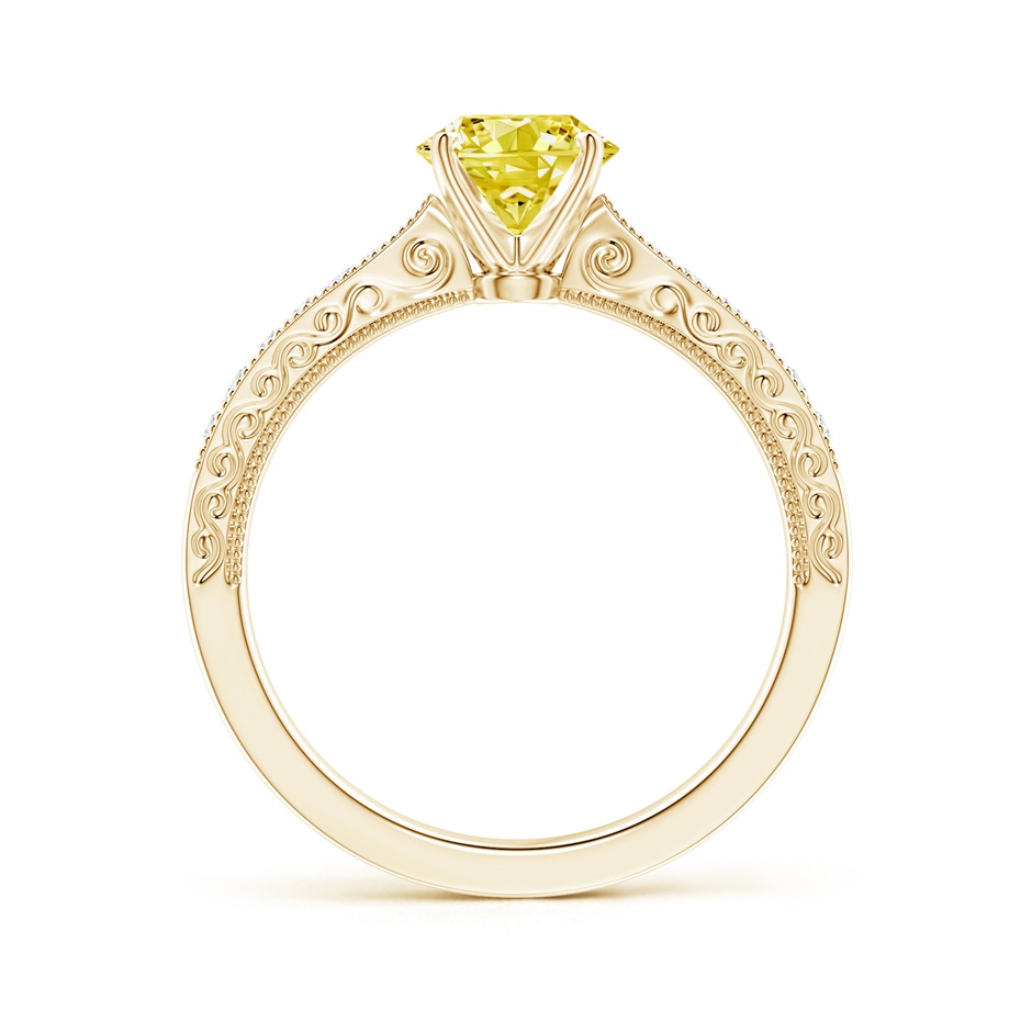 6.1mm Labgrown Lab-Grown Fancy Intense Yellow Diamond Solitaire Engraved Engagement Ring with Accents in 18K Yellow Gold side 199