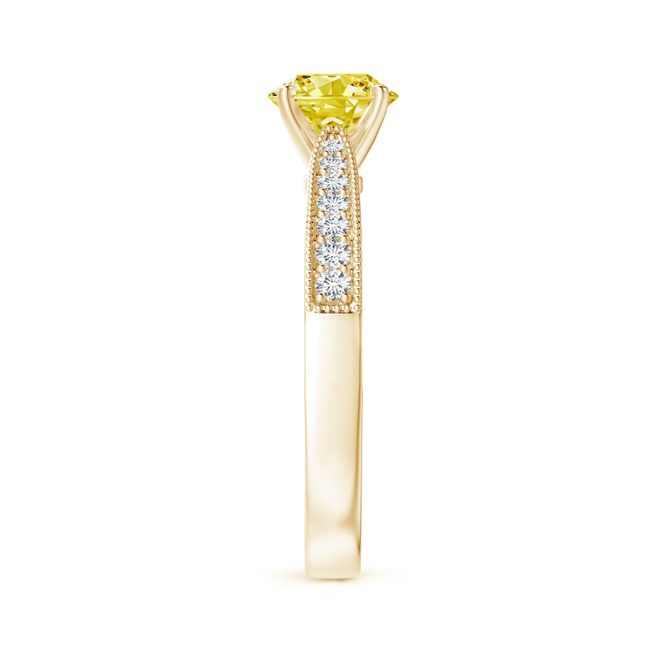 6.1mm Labgrown Lab-Grown Fancy Intense Yellow Diamond Solitaire Engraved Engagement Ring with Accents in 18K Yellow Gold side 299