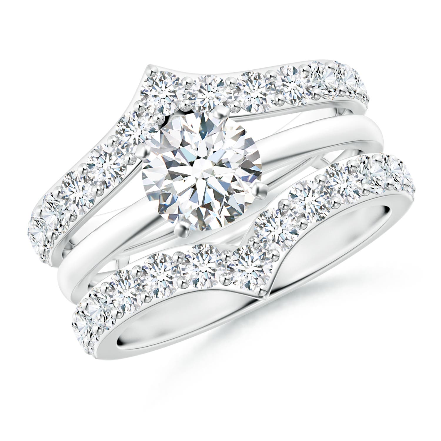 2.4mm FGVS Lab-Grown Diamond Chevron Ring Wrap in 18K White Gold - side 5