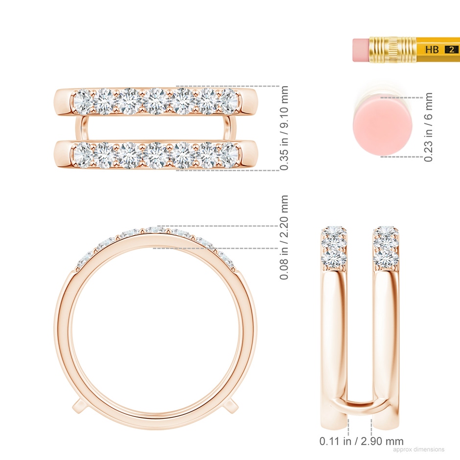 2.6mm FGVS Lab-Grown Double Band Prong-Set Diamond Ring Wrap in 10K Rose Gold ruler