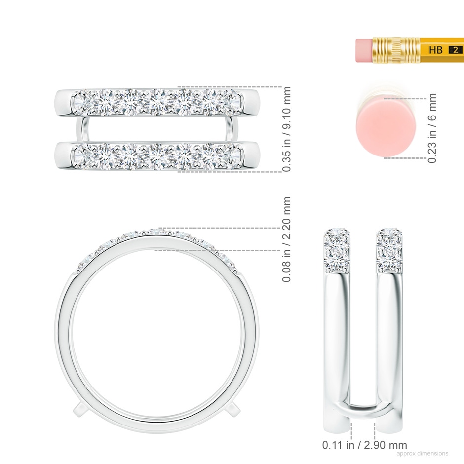 2.6mm FGVS Lab-Grown Double Band Prong-Set Diamond Ring Wrap in 18K White Gold ruler