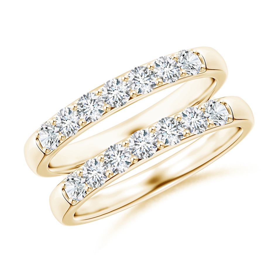 2.6mm FGVS Lab-Grown Double Band Prong-Set Diamond Ring Wrap in 9K Yellow Gold 