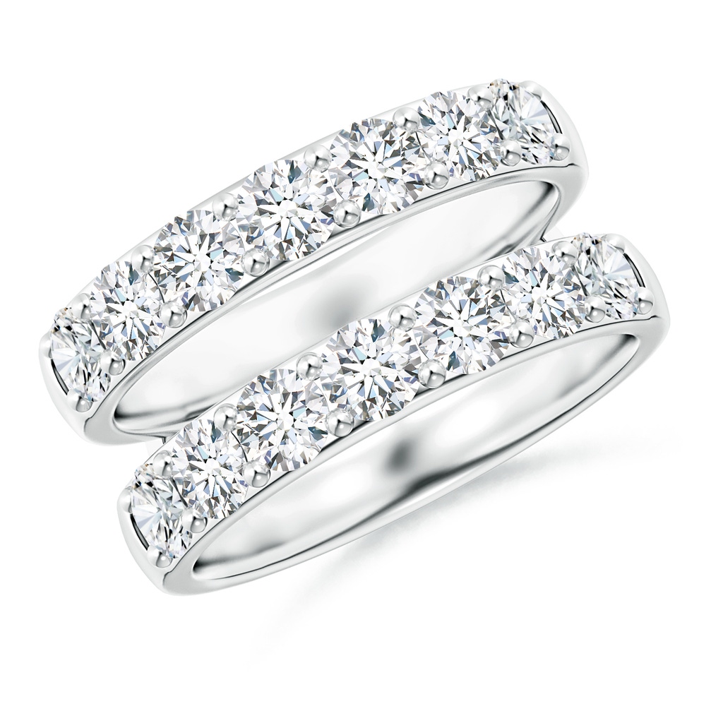 3.4mm FGVS Lab-Grown Double Band Prong-Set Diamond Ring Wrap in White Gold