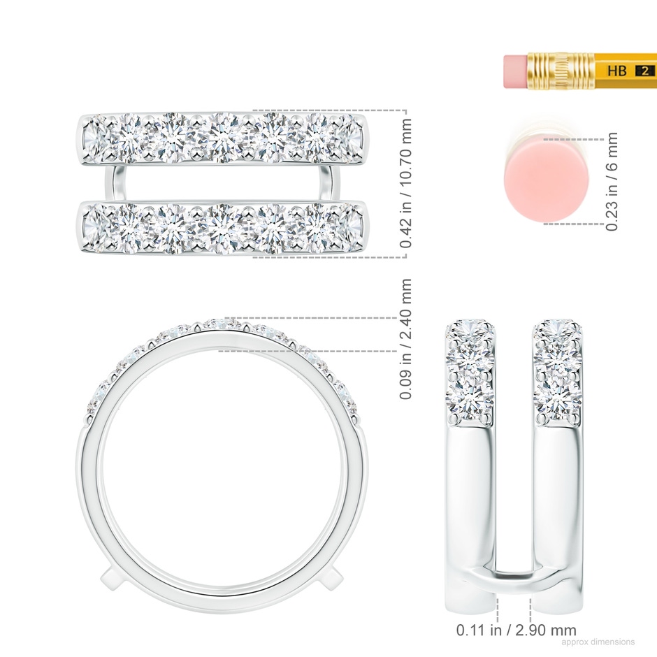 3.4mm FGVS Lab-Grown Double Band Prong-Set Diamond Ring Wrap in White Gold ruler