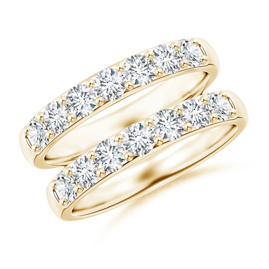 3mm FGVS Lab-Grown Double Band Prong-Set Diamond Ring Wrap in Yellow Gold 