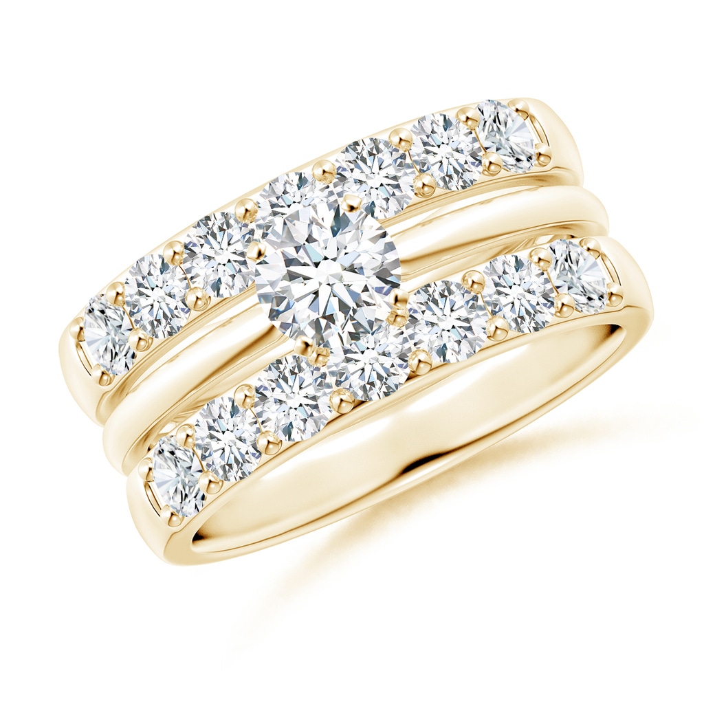 3mm FGVS Lab-Grown Double Band Prong-Set Diamond Ring Wrap in Yellow Gold Side 399