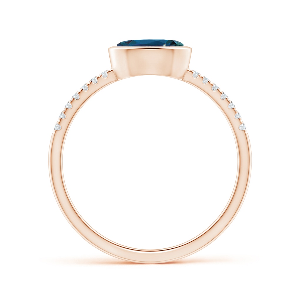 7x5mm Labgrown East-West Bezel-Set Oval Lab-Grown Alexandrite and Diamond Ring in Rose Gold - side 199