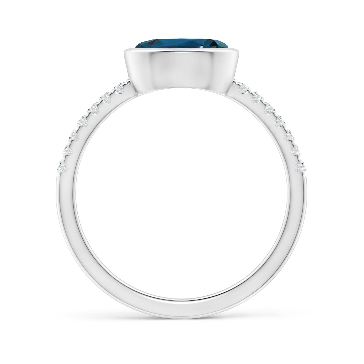 8x6mm Labgrown East-West Bezel-Set Oval Lab-Grown Alexandrite and Diamond Ring in 18K White Gold