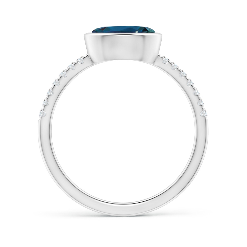 8x6mm Labgrown East-West Bezel-Set Oval Lab-Grown Alexandrite and Diamond Ring in White Gold - side 199