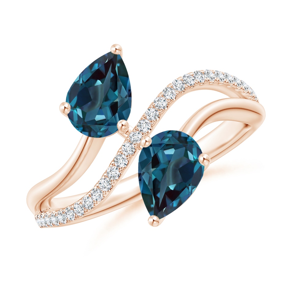 7x5mm Labgrown Pear-Shaped Lab-Grown Alexandrite Two-Stone Bypass Ring in Rose Gold 