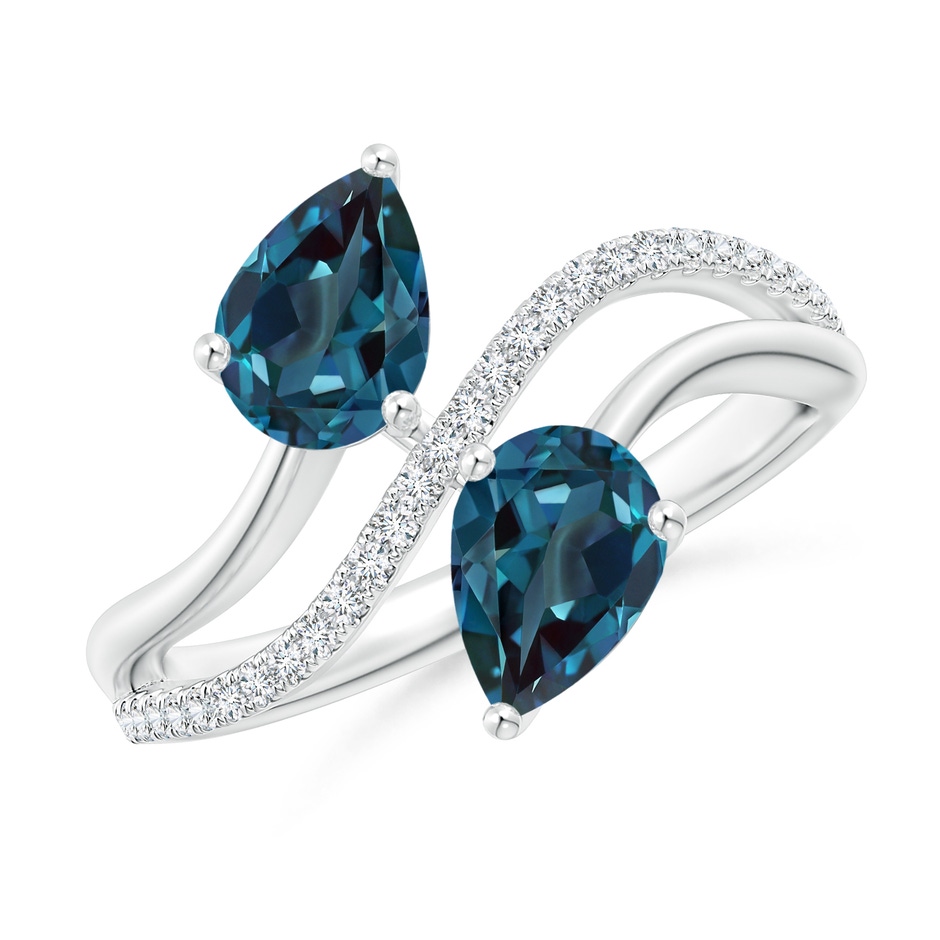 7x5mm Labgrown Pear-Shaped Lab-Grown Alexandrite Two-Stone Bypass Ring in White Gold 