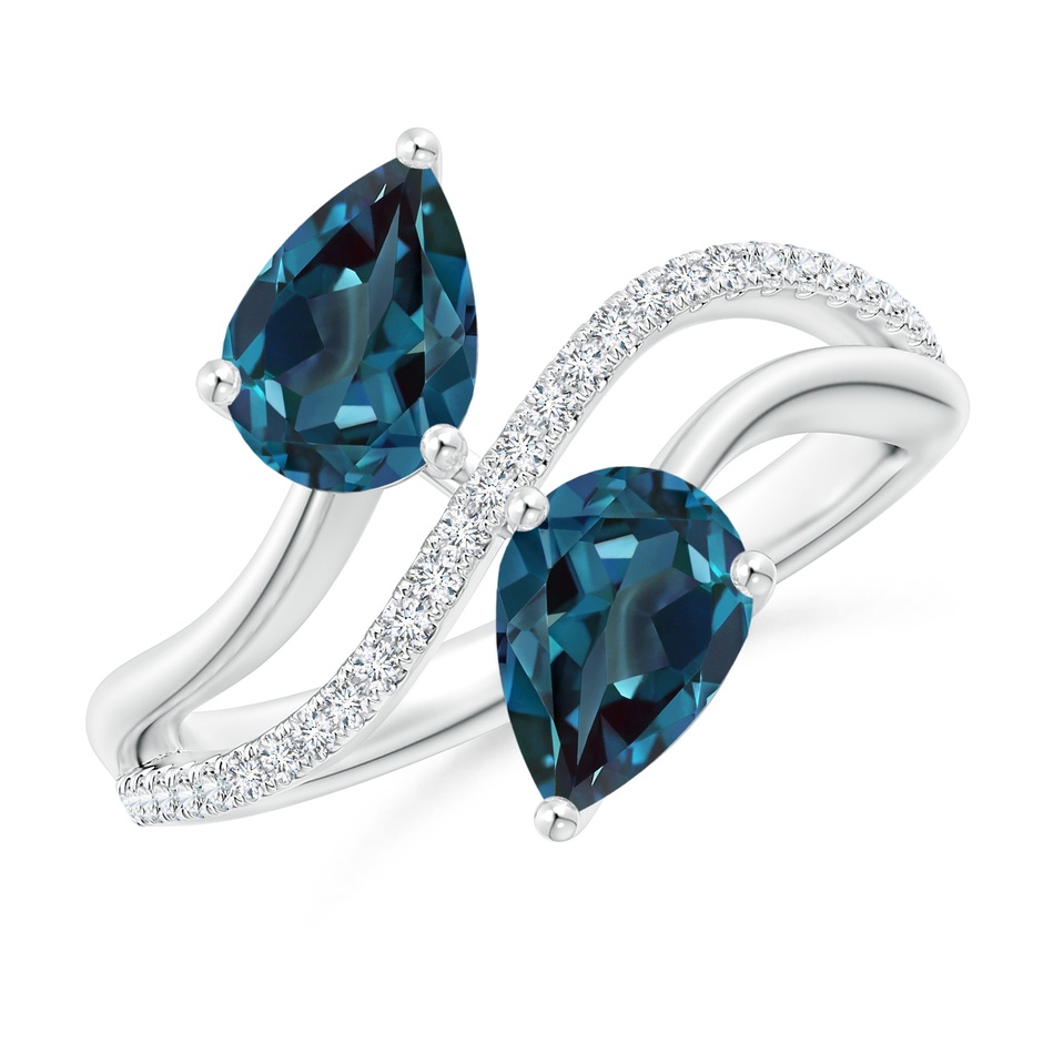 8x6mm Labgrown Pear-Shaped Lab-Grown Alexandrite Two-Stone Bypass Ring in 18K White Gold 