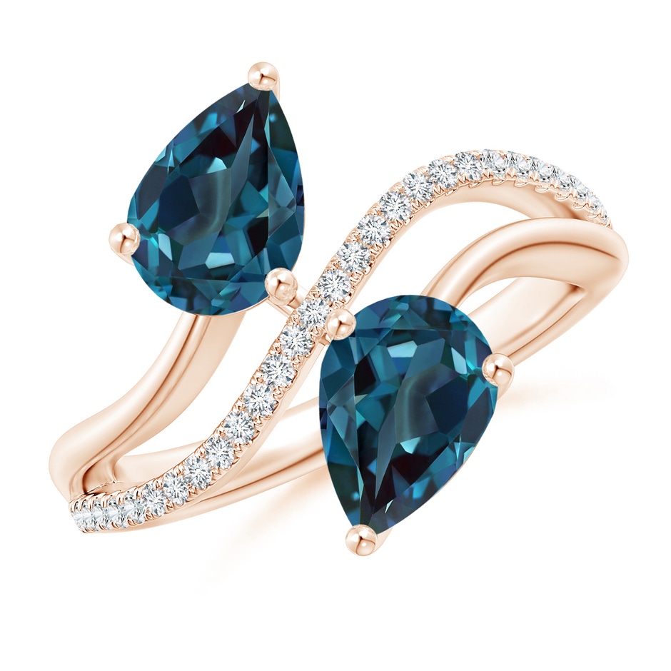 9x7mm Labgrown Pear-Shaped Lab-Grown Alexandrite Two-Stone Bypass Ring in 18K Rose Gold 