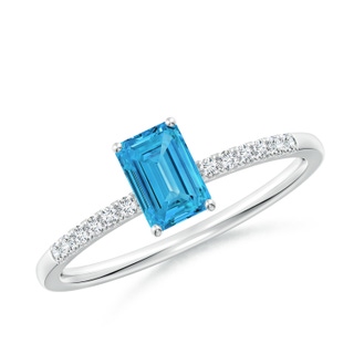 6x4mm Labgrown Emerald-Cut Lab-Grown Fancy Intense Blue Diamond Engagement Ring in P950 Platinum