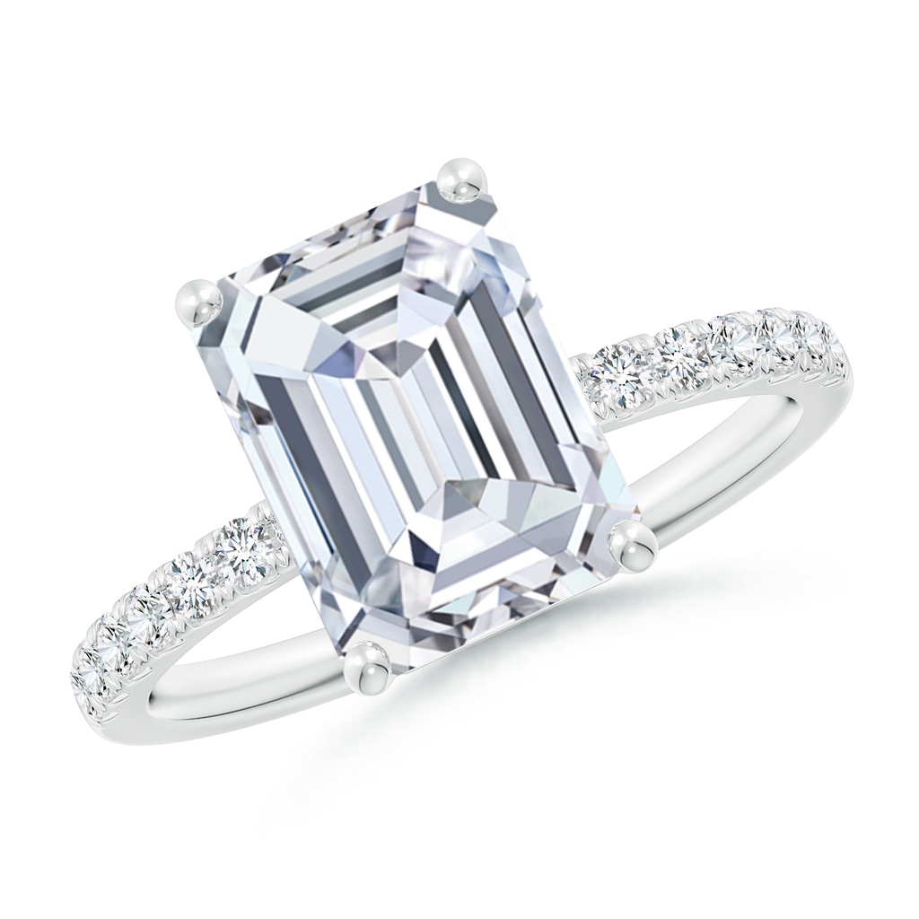 10x7.5mm FGVS Lab-Grown Emerald-Cut Diamond Engagement Ring with Lab Diamond Accents in P950 Platinum
