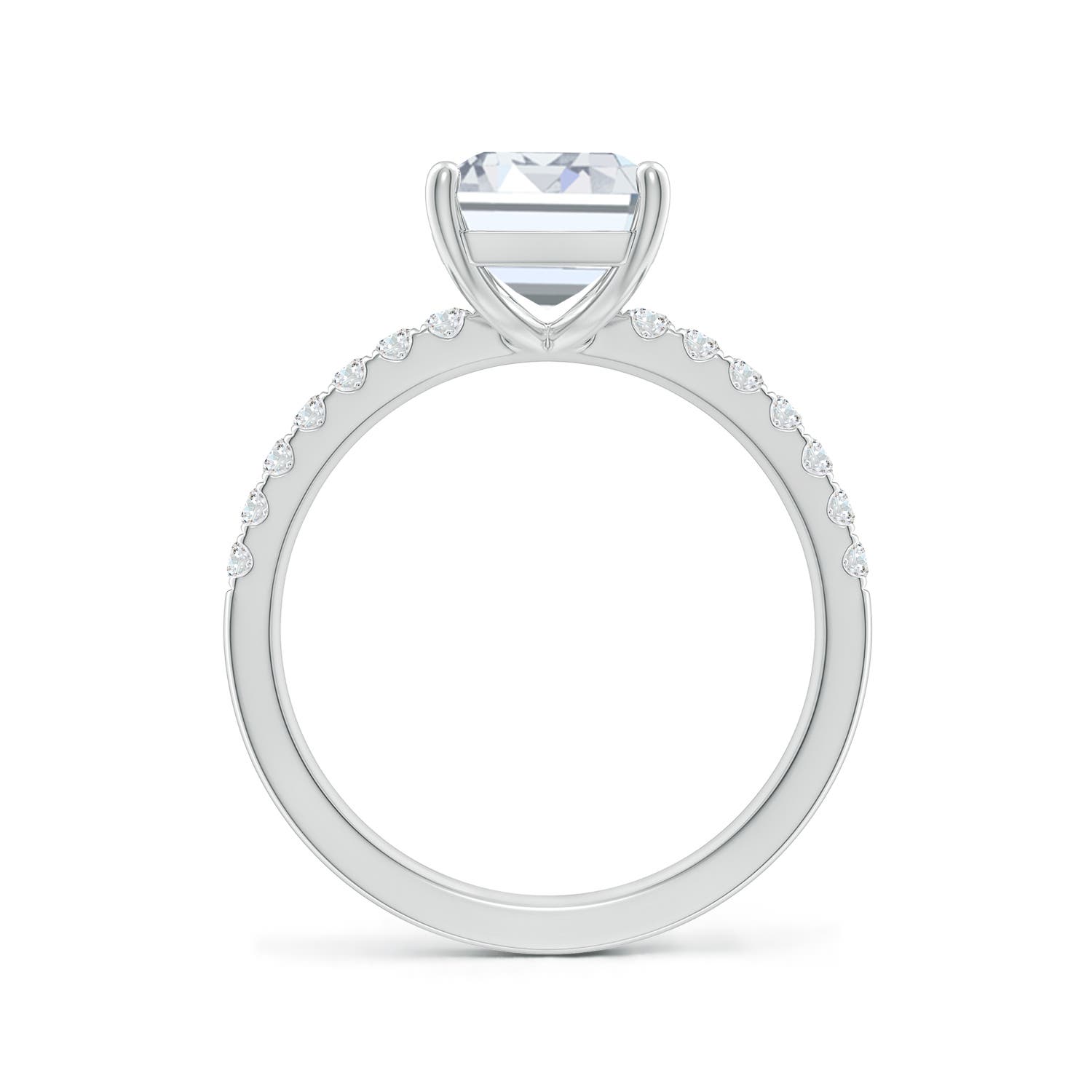 10x7.5mm FGVS Lab-Grown Emerald-Cut Diamond Engagement Ring with Lab Diamond Accents in P950 Platinum