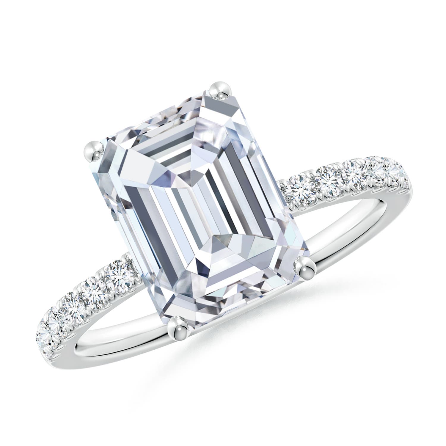Lab-Grown Emerald-Cut Diamond Engagement Ring with Lab Diamond Accents