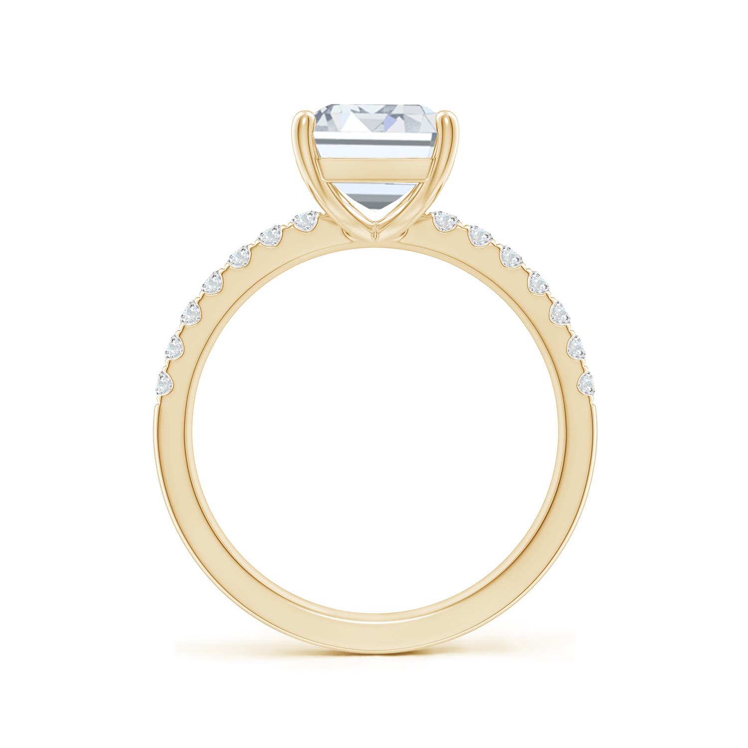 10x7.5mm FGVS Lab-Grown Emerald-Cut Diamond Engagement Ring with Lab Diamond Accents in Yellow Gold
