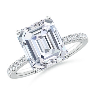 10x8.5mm FGVS Lab-Grown Emerald-Cut Diamond Engagement Ring with Lab Diamond Accents in P950 Platinum