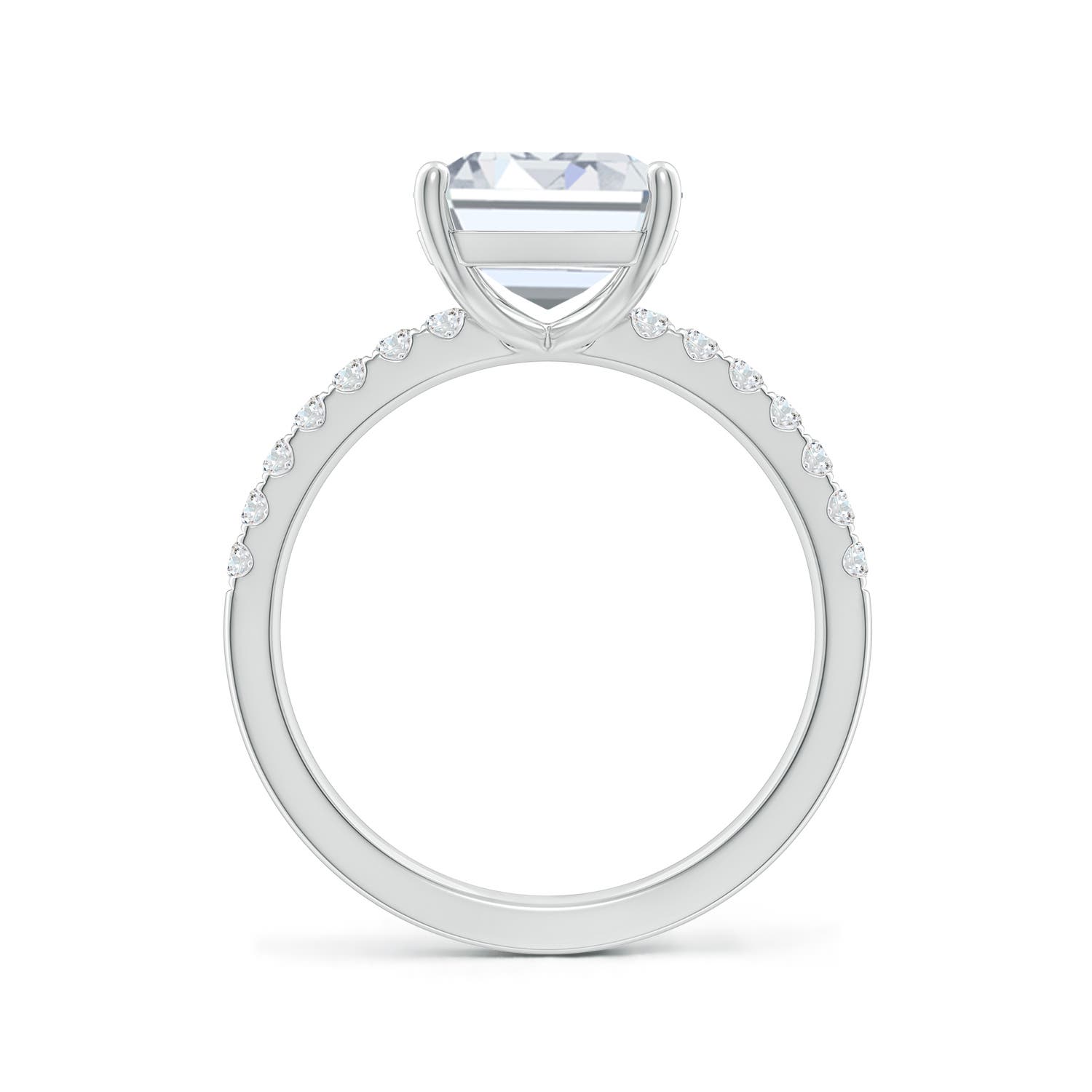 10x8.5mm FGVS Lab-Grown Emerald-Cut Diamond Engagement Ring with Lab Diamond Accents in White Gold