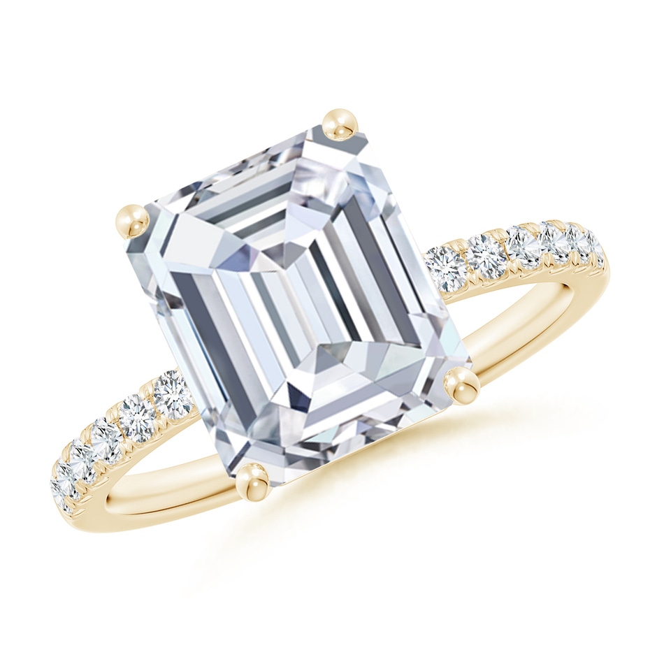 10x8.5mm FGVS Lab-Grown Emerald-Cut Diamond Engagement Ring with Lab Diamond Accents in Yellow Gold 