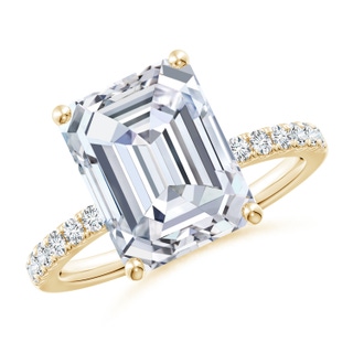 11x8.5mm FGVS Lab-Grown Emerald-Cut Diamond Engagement Ring with Lab Diamond Accents in 10K Yellow Gold
