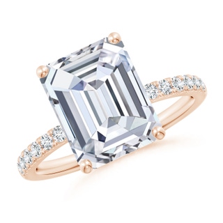 11x8.5mm FGVS Lab-Grown Emerald-Cut Diamond Engagement Ring with Lab Diamond Accents in 18K Rose Gold
