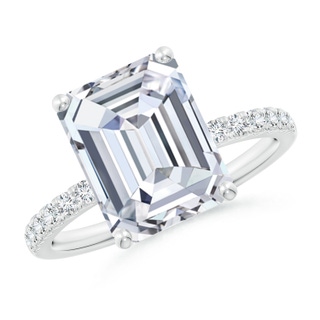 11x8.5mm FGVS Lab-Grown Emerald-Cut Diamond Engagement Ring with Lab Diamond Accents in 9K White Gold