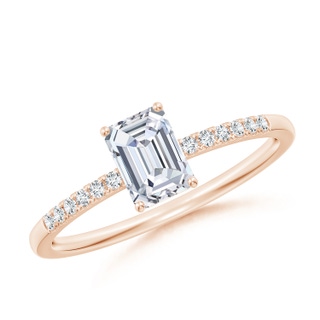 6x4mm FGVS Lab-Grown Emerald-Cut Diamond Engagement Ring with Lab Diamond Accents in 10K Rose Gold