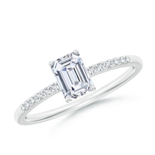 6x4mm FGVS Lab-Grown Emerald-Cut Diamond Engagement Ring with Lab Diamond Accents in 9K White Gold