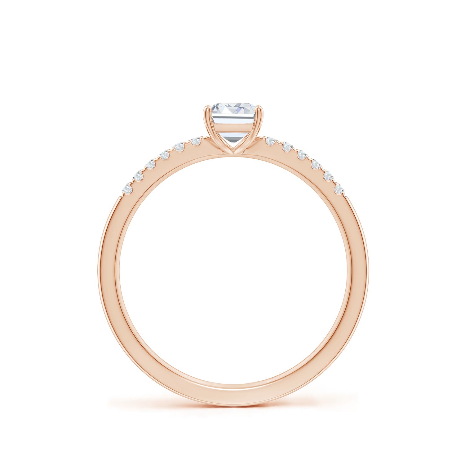 6x4mm FGVS Lab-Grown Emerald-Cut Diamond Engagement Ring with Lab Diamond Accents in Rose Gold - side 3