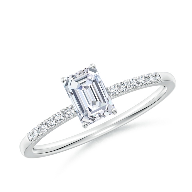 Lab-Grown Emerald-Cut Diamond Engagement Ring with Lab Diamond