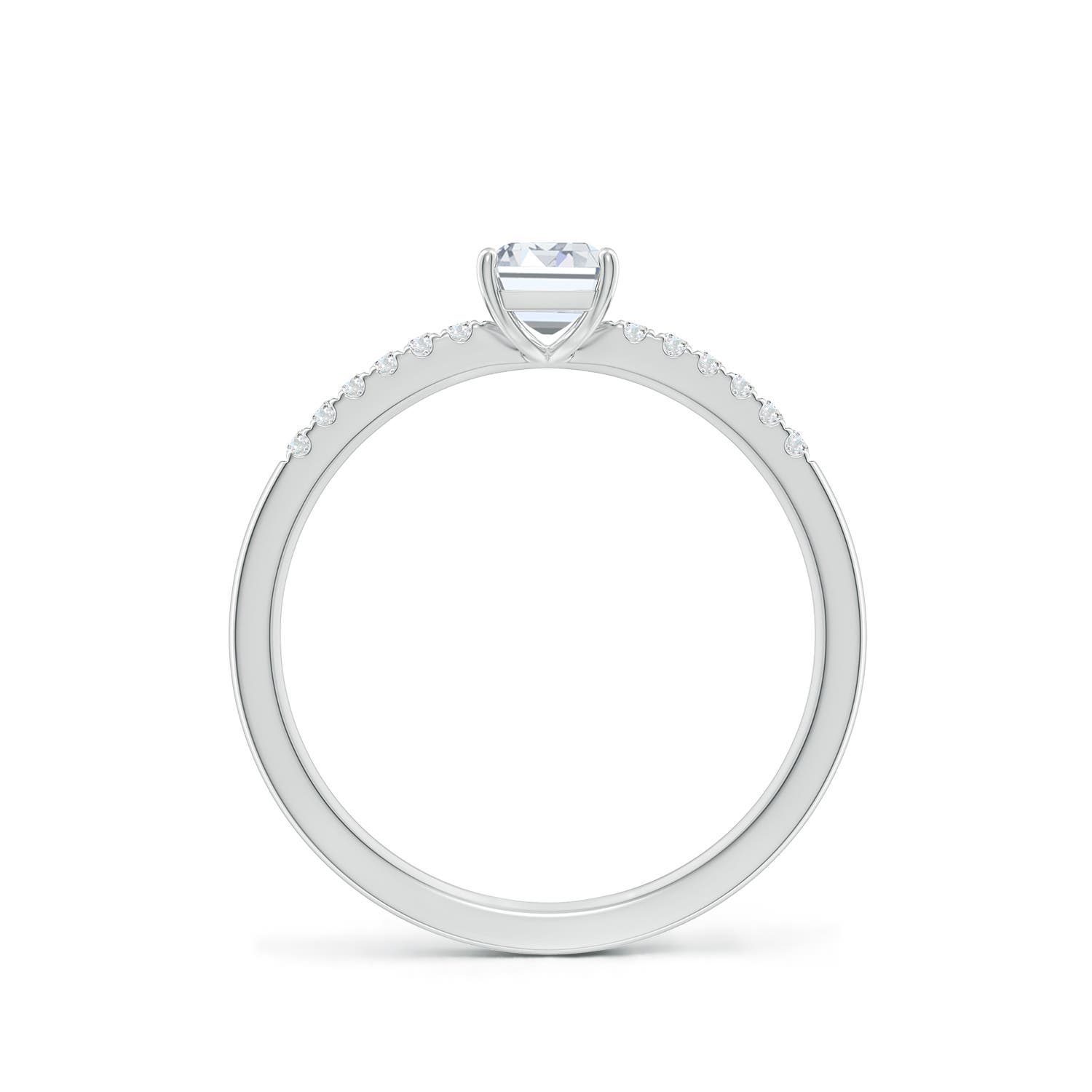 6x4mm FGVS Lab-Grown Emerald-Cut Diamond Engagement Ring with Lab Diamond Accents in White Gold - side 3