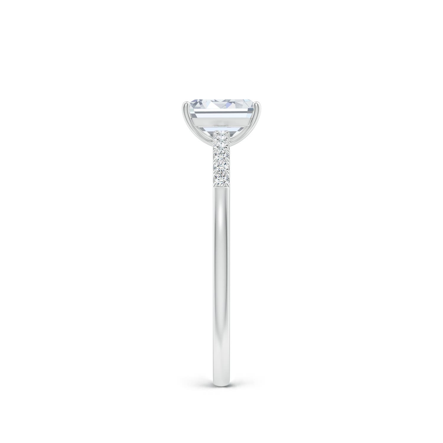6x4mm FGVS Lab-Grown Emerald-Cut Diamond Engagement Ring with Lab Diamond Accents in White Gold - side 4