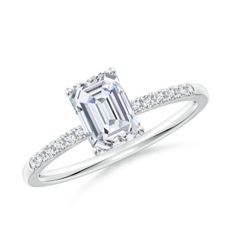 7x5mm FGVS Lab-Grown Emerald-Cut Diamond Engagement Ring with Lab Diamond Accents in P950 Platinum