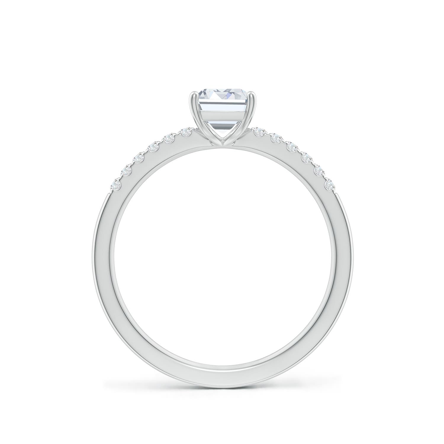 7x5mm FGVS Lab-Grown Emerald-Cut Diamond Engagement Ring with Lab Diamond Accents in White Gold - side 3
