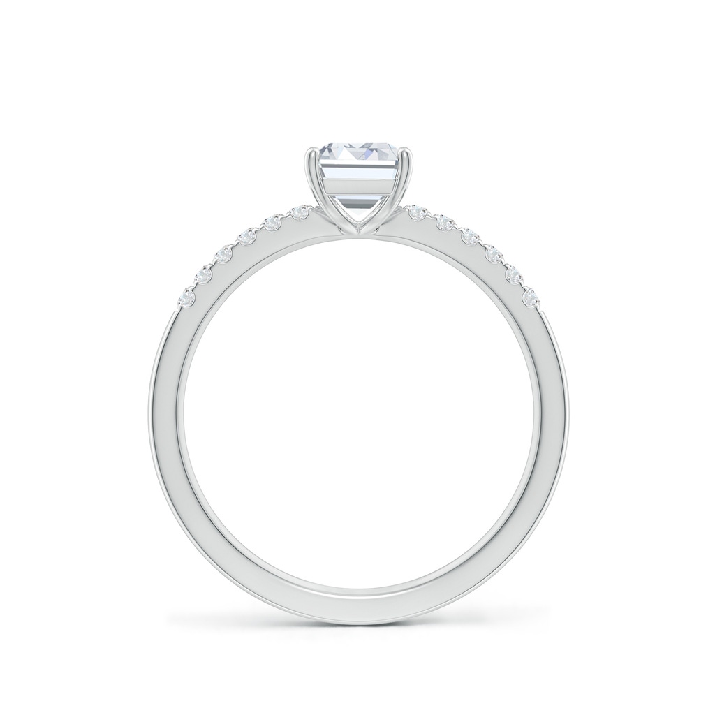 7x5mm FGVS Lab-Grown Emerald-Cut Diamond Engagement Ring with Lab Diamond Accents in White Gold - side 199