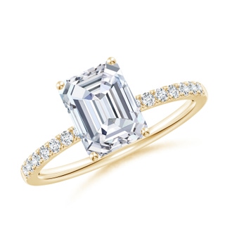 8x6mm FGVS Lab-Grown Emerald-Cut Diamond Engagement Ring with Lab Diamond Accents in 10K Yellow Gold