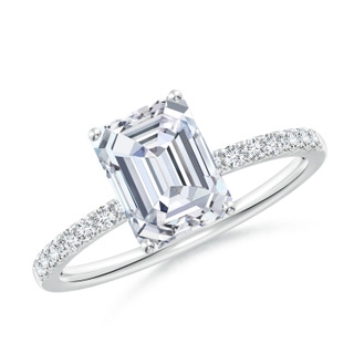 8x6mm FGVS Lab-Grown Emerald-Cut Diamond Engagement Ring with Lab Diamond Accents in 9K White Gold